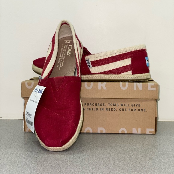 Toms Shoes - TOMS Classic Red Stripe University W/Box